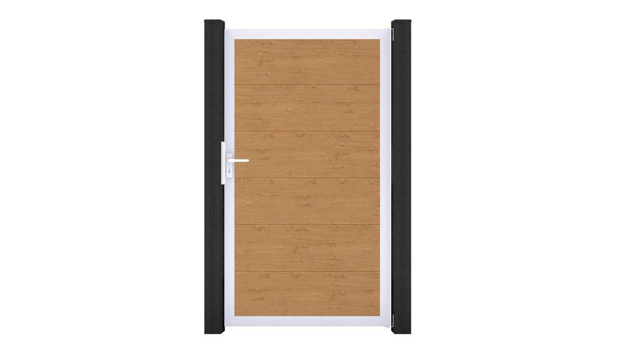 planeo Gardence Simply - PVC-Universaltor Asteiche Natur mit Alu-Rahmen 100 x 180 cm