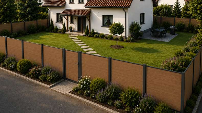 planeo INFINITY XL-Board - WPC CoEx Steckzaun Burma Teak 176 x 183 cm