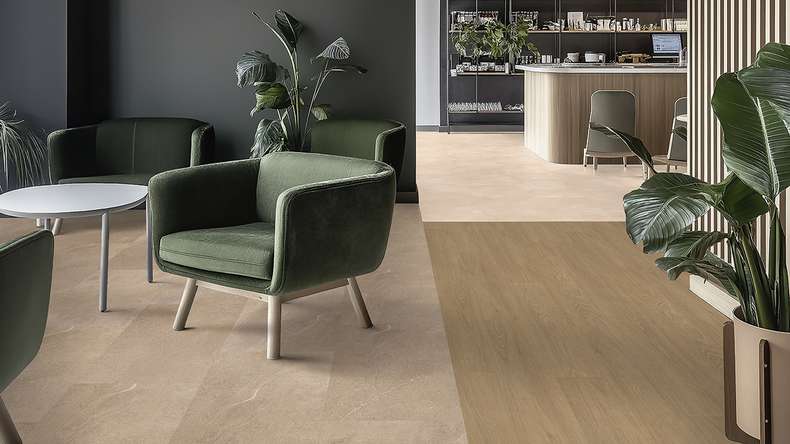 Gerflor Klick Vinyl Rigid - Creation 55 Clic Acoustic Curton Stone Taupe | Trittschalldämmung integr. (61261604)