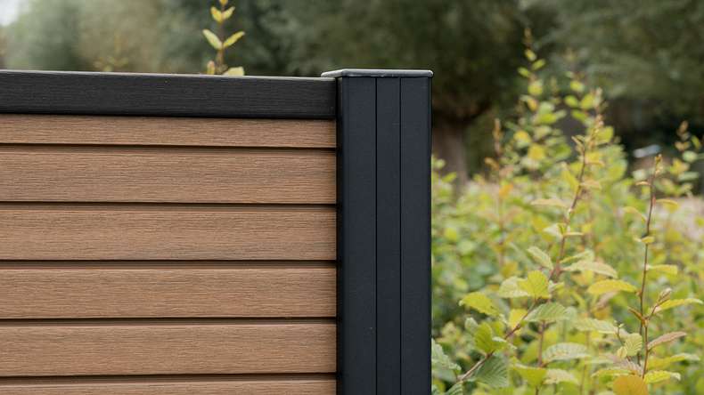 planeo LINEA - WPC CoEx Rhombus Steckzaun Burma Teak 176 x 183 cm