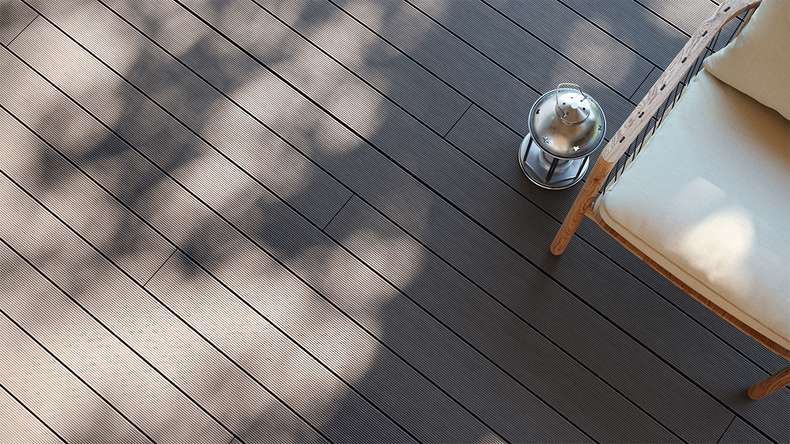 planeo LineWood WPC Terrassendiele Massiv - Hellgrau 4.2m gerillt/genutet
