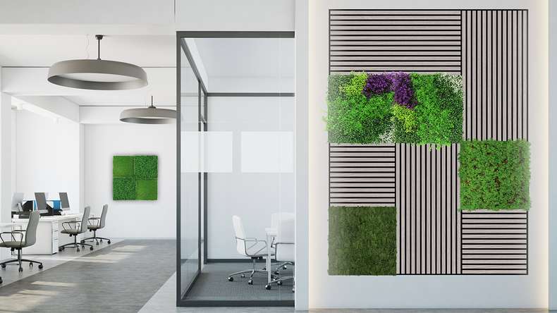 planeo Akustikpaneel - MixWall Leaf Mood Violet Mixed Flora 52 x 52 cm | Kunstpflanze (PLMW-61111)