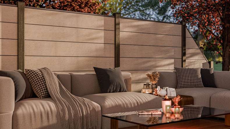 planeo Gardence Strong XL - BPC-Gartenzaun Standard Bi-Color Sand