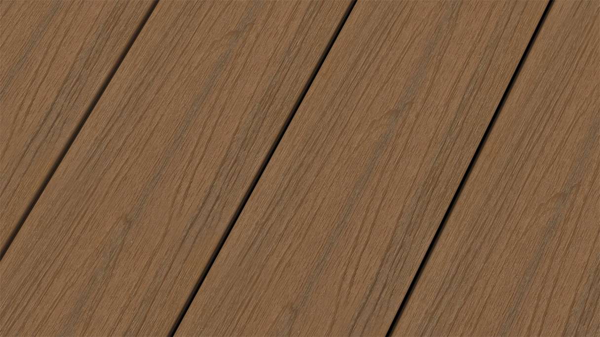 planeo WOODLine Nature - 3m WPC CoEx ummantelte Terrassendiele Verbundprofil leicht - Burma Teak strukturiert/glatt gebürstet
