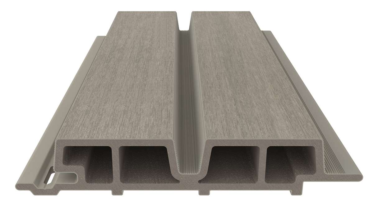 planeo LINEA Wide - WPC CoEx Fassadenverkleidung Hellgrau 2900 x 181 mm