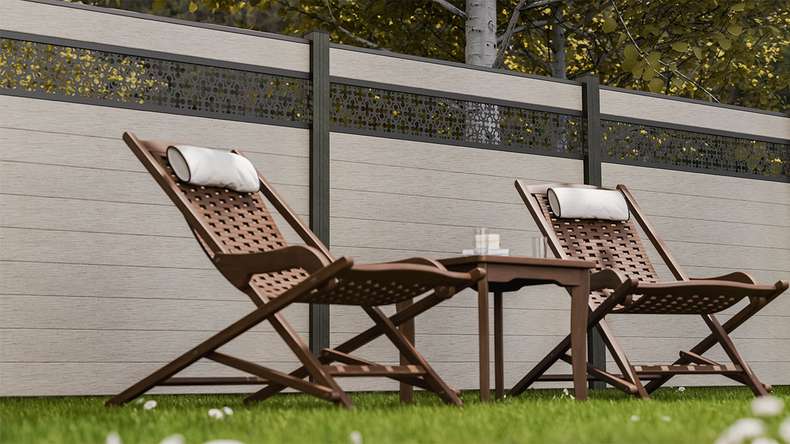 planeo Gardence Strong - BPC-Steckzaun Oriental Bi-Color Sand 180 x 180 cm