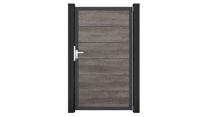 planeo Gardence Simply Premium - PVC-Universaltor Monument Oak mit Alu-Rahmen in Anthrazit | DB703 100 x 180 cm