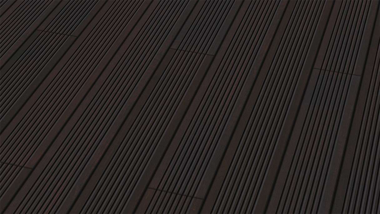 planeo Holzterrasse Massivdiele Bambus Dunkel glatt/grob genutet - 1850 x 137 x 20 mm