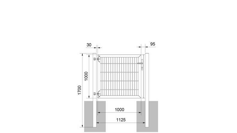 planeo Universaltor schwer 1-flg. Feuerverzinkt H 1000 x B 1125 mm inkl. Torpfosten