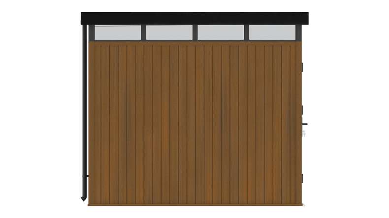 planeo WPC CoEx Flachdach Gartenhaus M - Burma Teak 250 x 250 x 226.5 cm