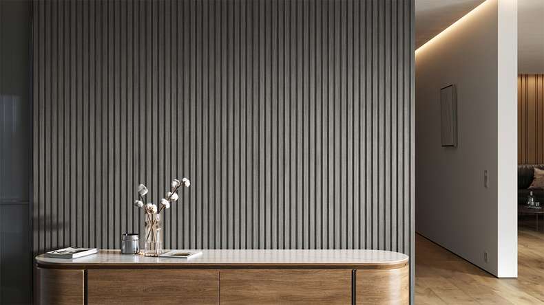 planeo Akustikpaneele - Eiche Grau - 2400 x 525 x 18mm (PU-A-006)