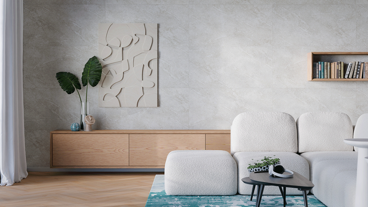 planeo Wandverkleidung SPC - CeraRock Tile Light Sandstone XL 280 x 117,5 cm