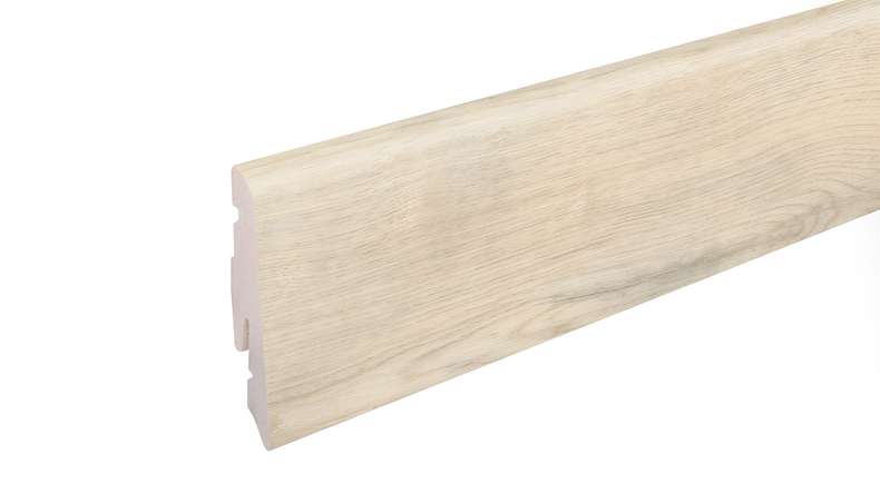 planeo Sockelleiste SolutionX 2in1 - 2400 x 14 x 58 mm Eiche Cremeweiß (SL0074)