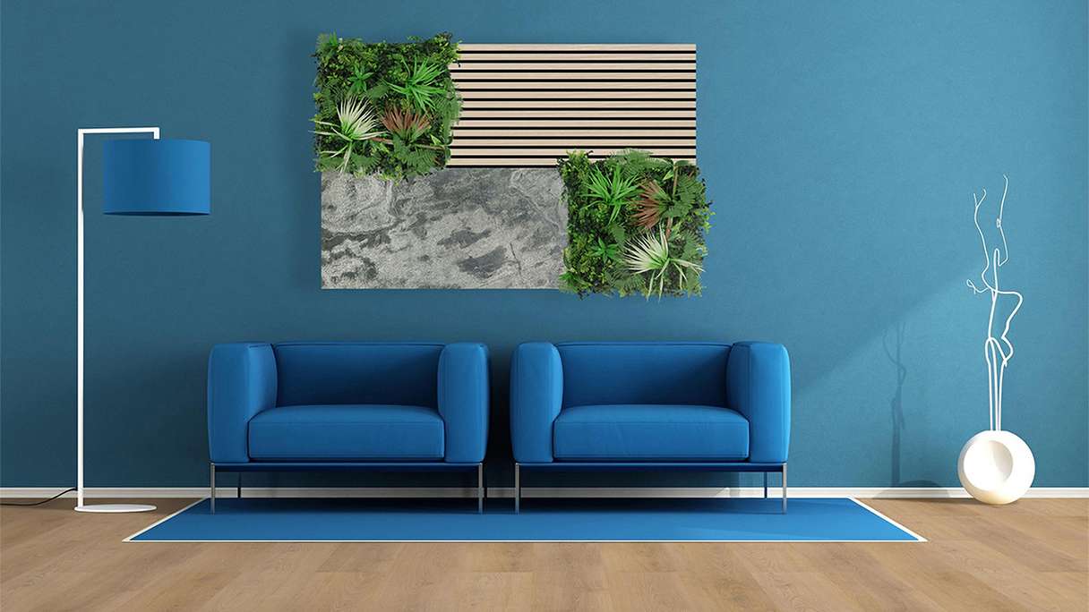 planeo Akustikpaneel - MixWall Mineral Mood Crystal Slate 52 x 104 cm | Echtstein (PLMW-10511A)