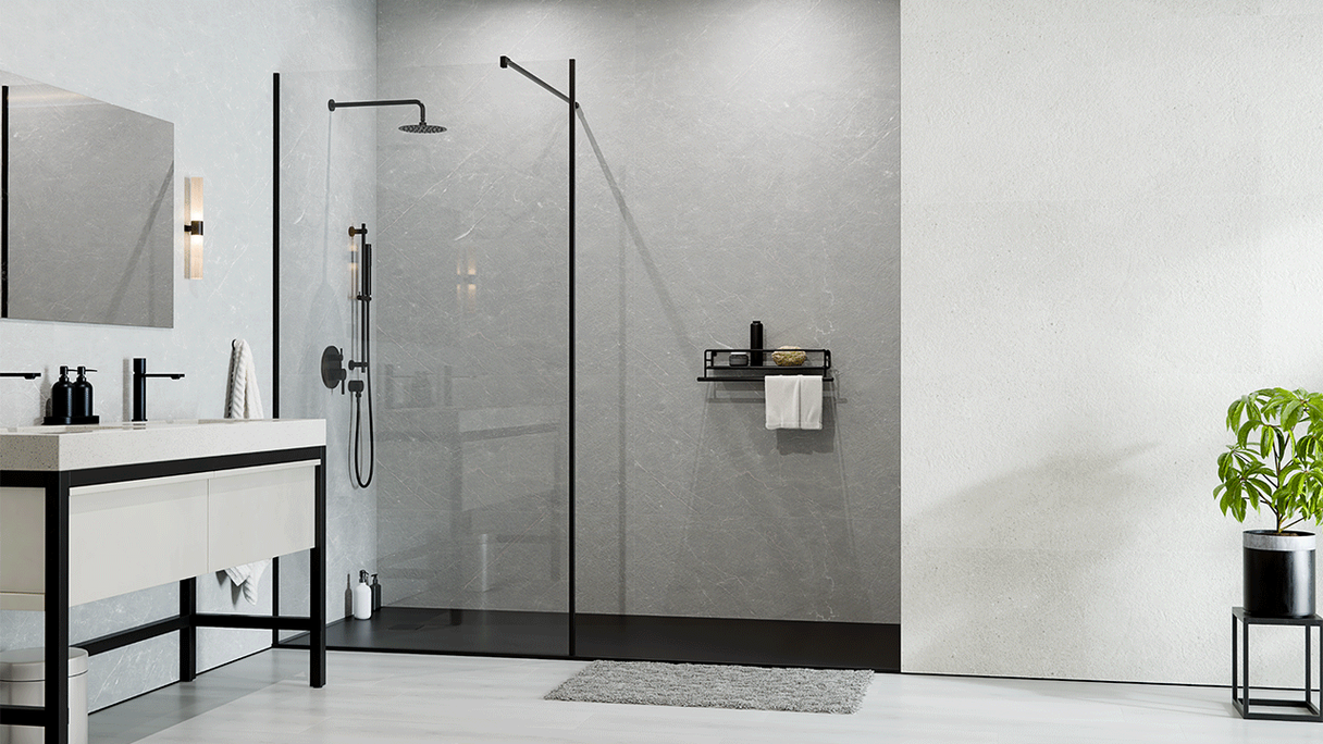 planeo Wandverkleidung SPC - CeraRock Tile Concrete Light XL 280 x 117,5 cm