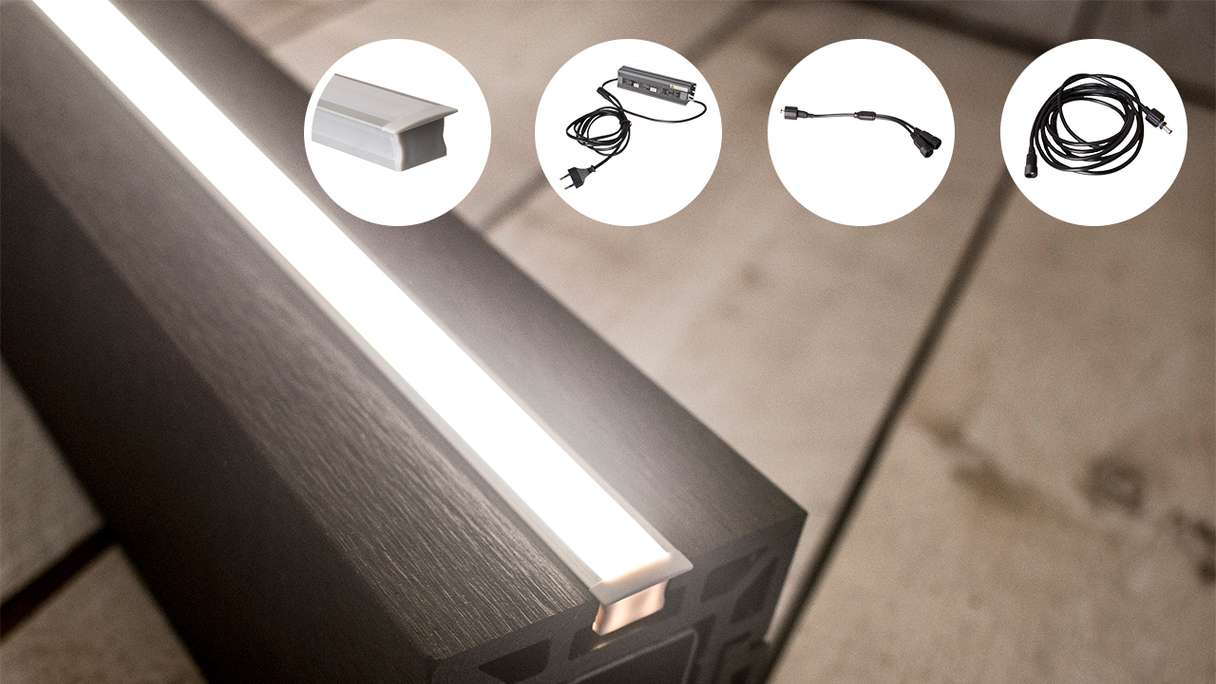 planeo Glow - Zaunbeleuchtungs-Set Lichtleiste aus Alu