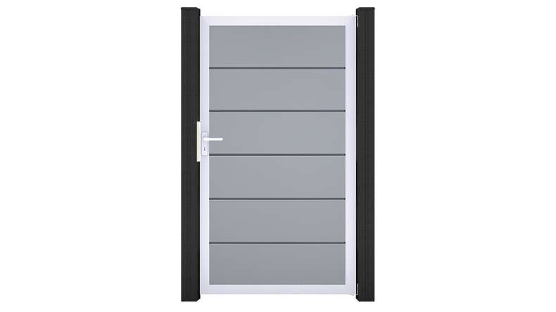 planeo Gardence Simply Premium - PVC-Universaltor Silbergrau mit Alu-Rahmen in Silber | EV1 100 x 180 cm