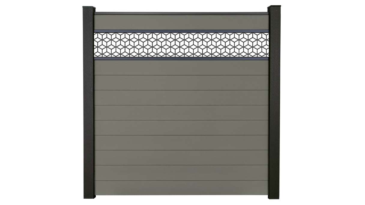 planeo Gardence Strong - BPC-Steckzaun Cube Grau 180 x 180 cm