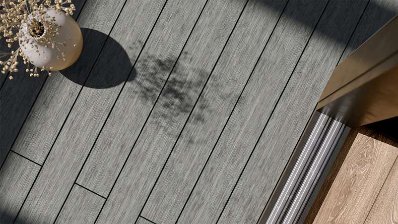 planeo AntikWood WPC Terrassendiele Massiv - Steingrau 4.2m antik gealtert
