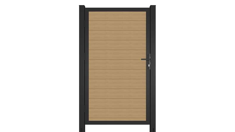 planeo INFINITY - WPC CoEx Universaltor Sand mit Anthrazit Alurahmen 100 x 180 cm