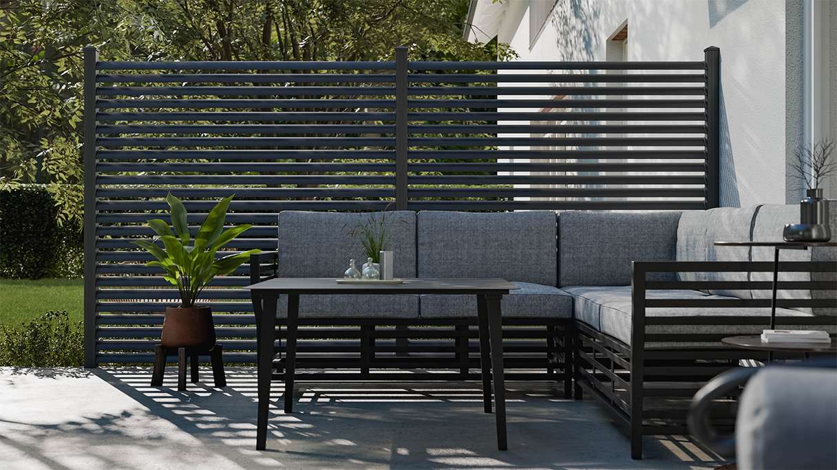 planeo Gardence Metallic Ellipse - Alu-Gartenzaun Quadratisch Anthrazit | DB703