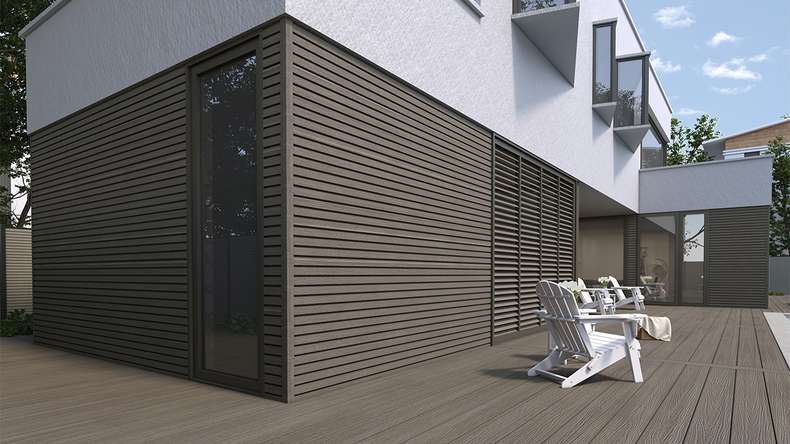 planeo LINEA Slim - WPC CoEx Fassadenverkleidung Dunkelgrau 2900 x 215 mm