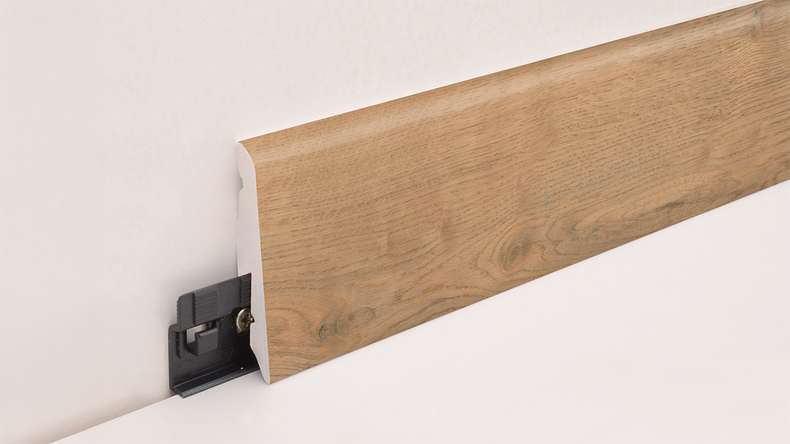 planeo Sockelleiste SolutionX 2in1 - 2400 x 14 x 58 mm Eiche Goldbraun (SL0077)