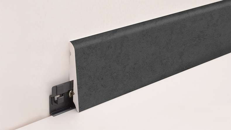 planeo Sockelleiste SolutionX 2in1 - 2400 x 14 x 58 mm Eiche Anthrazit (SL0026)