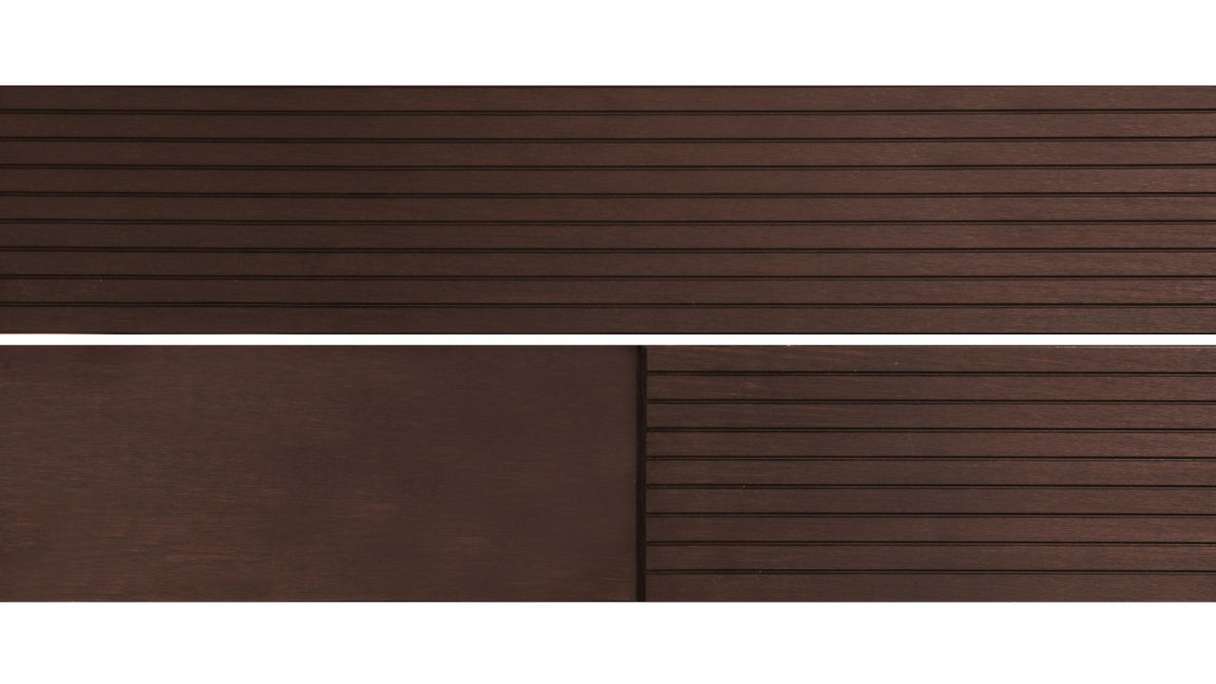 planeo Holzterrasse Massivdiele Bambus Dunkel glatt/fein genutet - 1850 x 137 x 20 mm