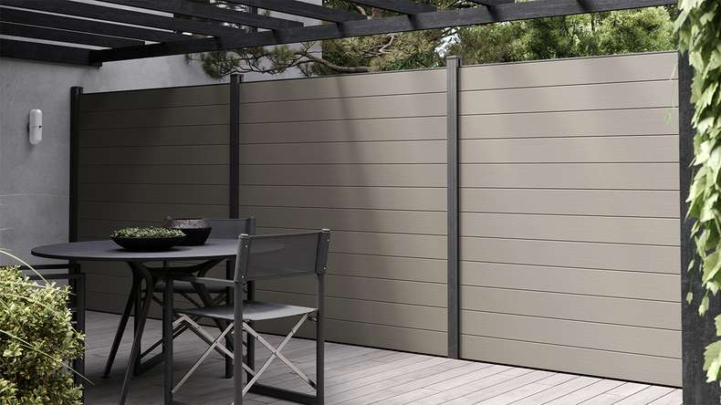 planeo Gardence Strong - BPC-Gartenzaun Quadratisch Grau