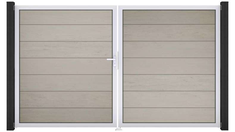 planeo Gardence Strong XL - BPC-Tor - 2-flügelig Bi-Color Sand mit Alurahmen
