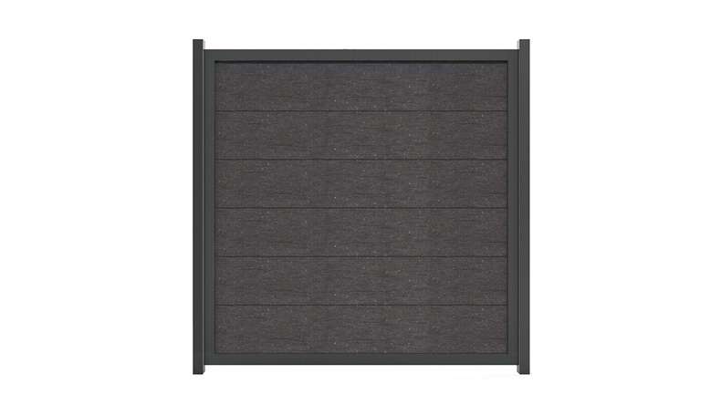 planeo Gardence Guard - BPC-Gartenzaun Quadratisch Anthrazitgrau mit Alu-Rahmen in Anthrazit
