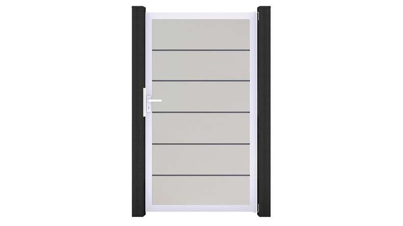 planeo Gardence Simply Premium - PVC-Universaltor Weiss mit Alu-Rahmen 100 x 180 cm