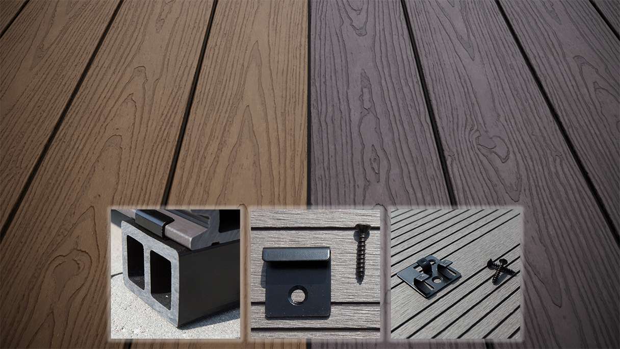 planeo CoEXWood WPC-Terrasse Komplett-Set Massivdiele 4.2m (49.39m²) - Hellbraun/Dunkelbraun strukturiert
