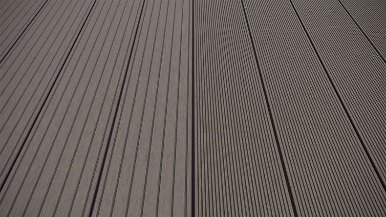 planeo LineWood WPC Terrassendiele Massiv - Hellgrau 4.2m gerillt/genutet