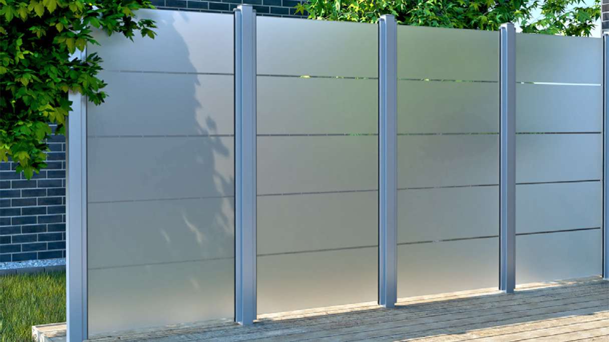 planeo Gardence Flair - Glas-Sichtschutz Hochkant Blockstreifen
