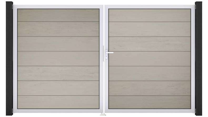 planeo Gardence Strong XL - BPC-Tor - 2-flügelig Bi-Color Sand mit Alurahmen
