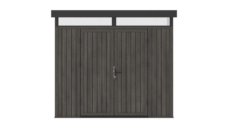 planeo WPC CoEx Flachdach Gartenhaus M - Dunkelgrau 250 x 250 x 226.5 cm