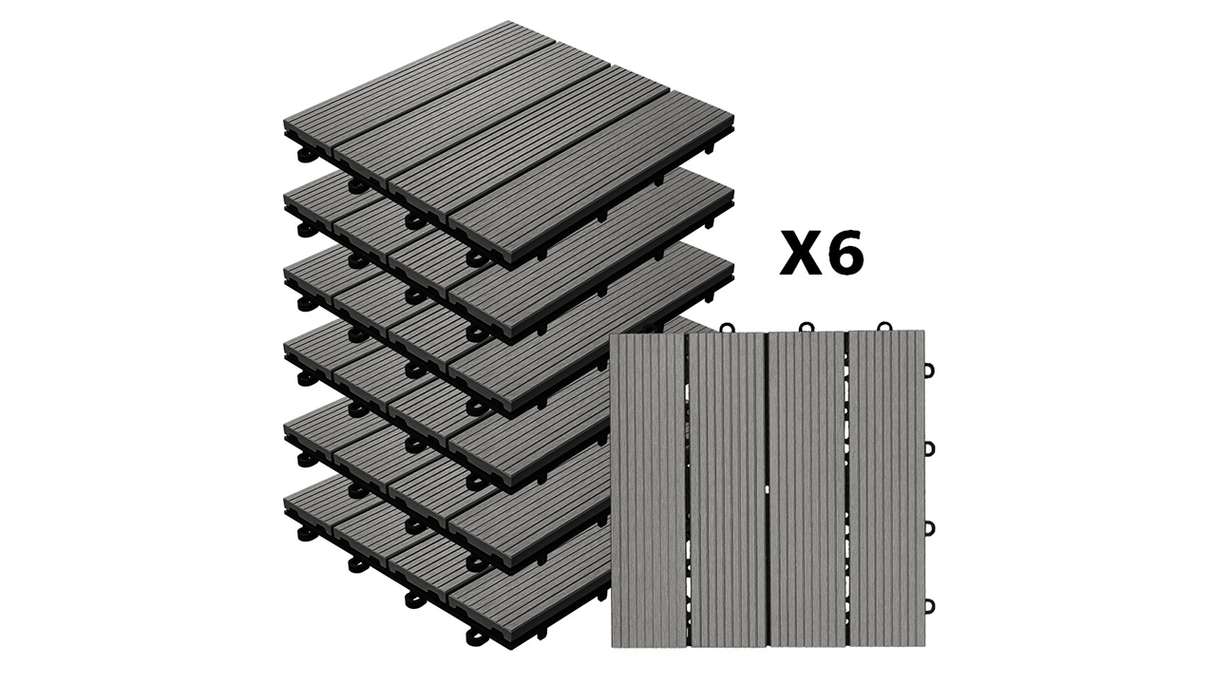 planeo WPC-Terrassenfliese grau 30x30 cm - 6 Stk
