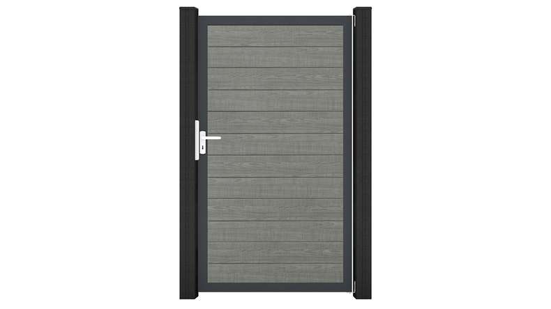 planeo Gardence Simply Small - PVC-Universaltor Grey Ash Cut mit Alu-Rahmen 100 x 180 cm