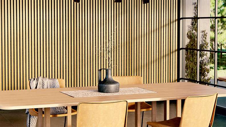 Skaben Akustikpaneele SilentWall Comfort - Eiche Hellbraun - 250 x 30 cm