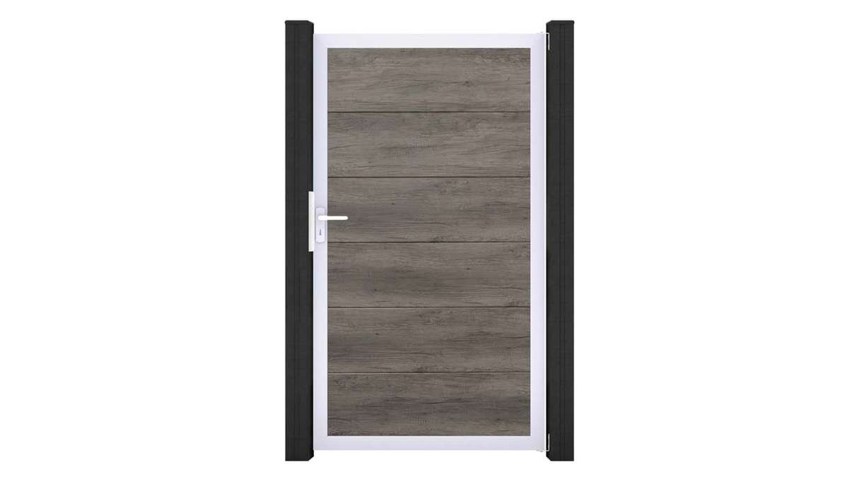 planeo Gardence Simply - PVC-Universaltor Monument Oak mit Alu-Rahmen 100 x 180 cm