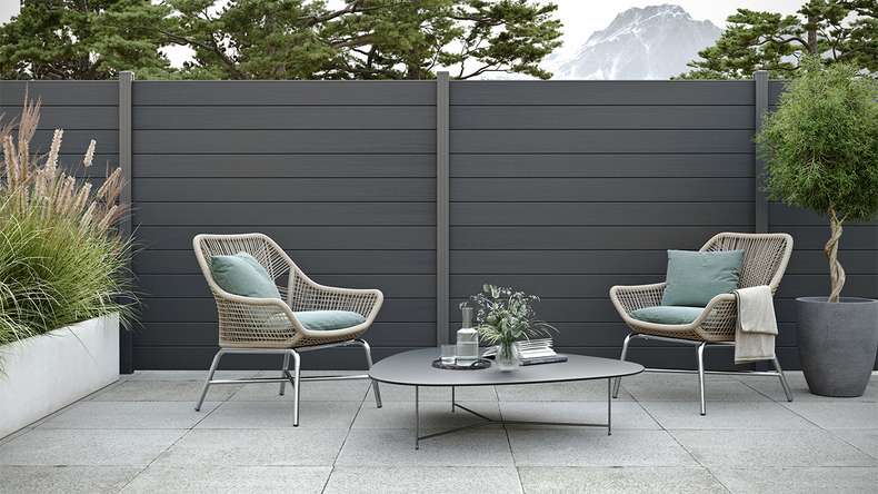 planeo Gardence Strong - BPC-Gartenzaun Quadratisch Anthrazitgrau