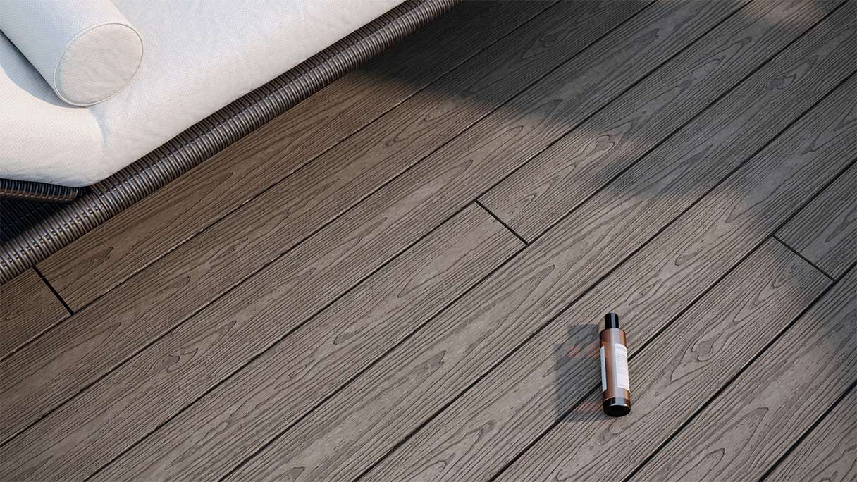planeo CoEXWood WPC-Terrasse Komplett-Set Massivdiele 4.2m (44.45m²) - Grau/Zement strukturiert