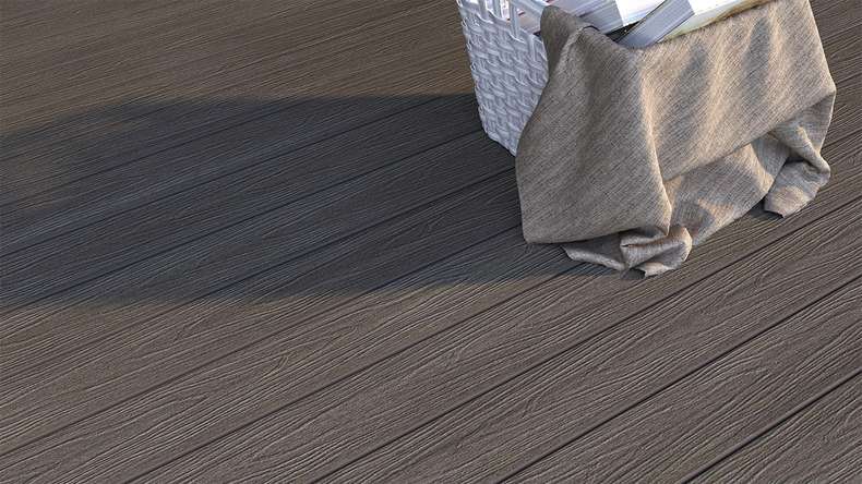 planeo WOODLine Nature - 3m WPC CoEx ummantelte Terrassendiele Verbundprofil leicht - Dunkelgrau strukturiert/glatt gebürstet