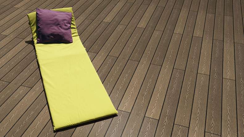 Planeo SolidWood WPC Terrassendiele - Erdbraun 4,20m französisch/struktur 3D