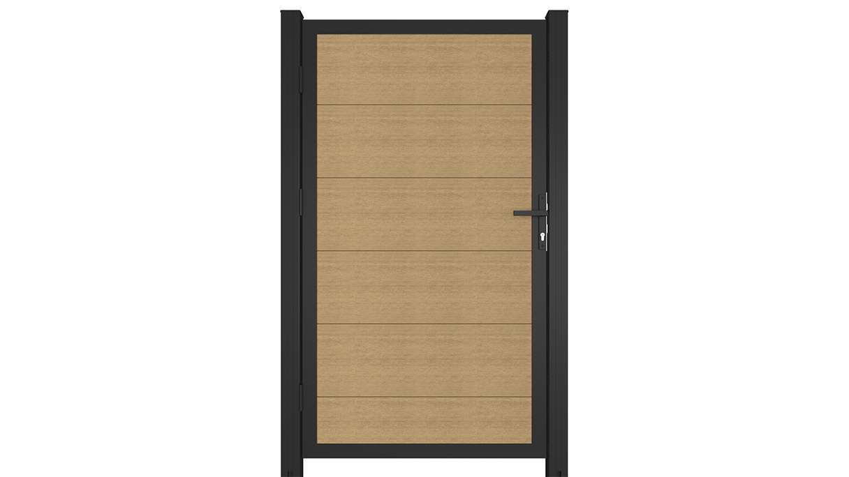 planeo INFINITY XL-Board - WPC CoEx Universaltor Sand mit Anthrazit Alurahmen 100 x 180 cm