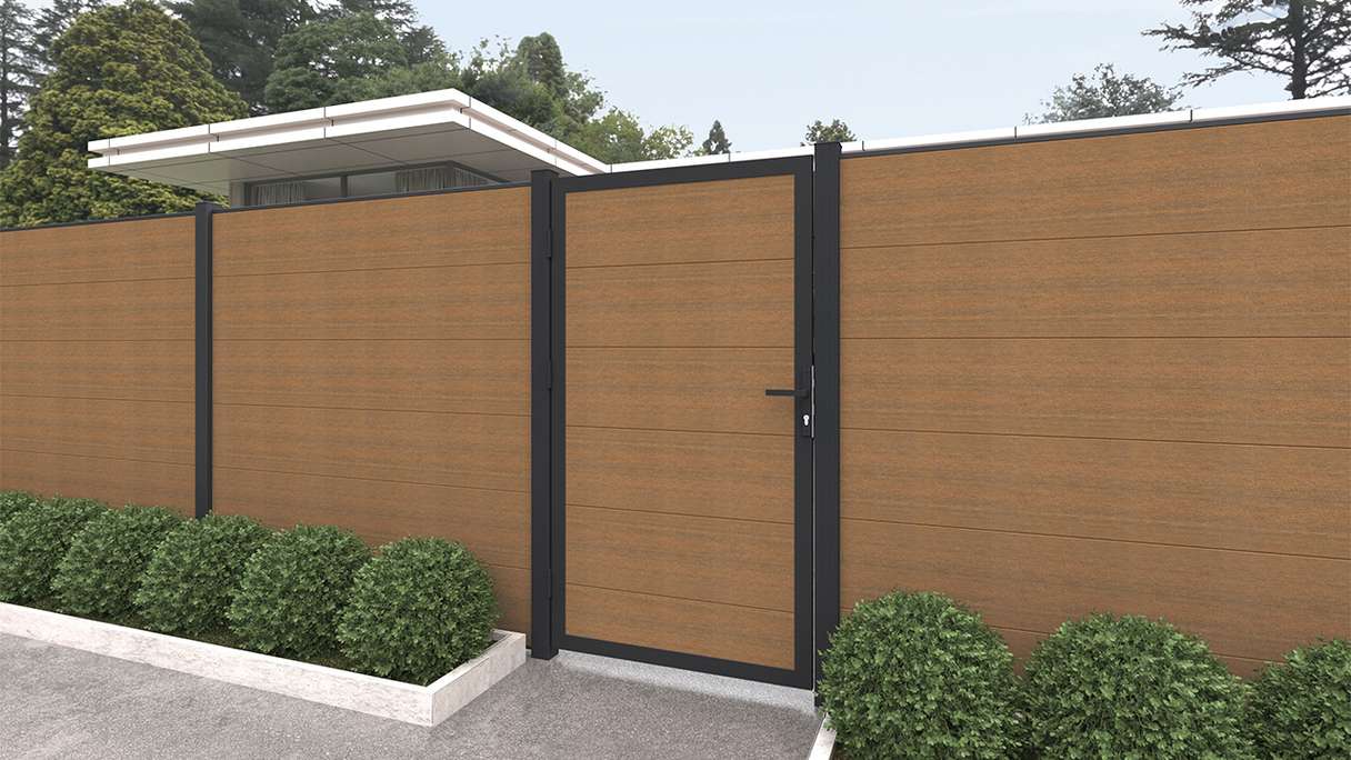 planeo INFINITY XL-Board - WPC CoEx Steckzaun Burma Teak 176 x 183 cm