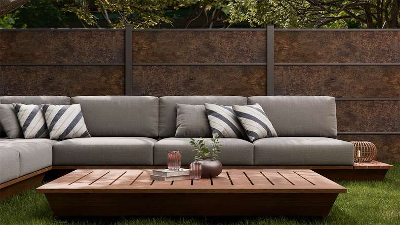 planeo Gardence Resistant - HPL-Steckzaun Rostoptik 180 x 183 cm