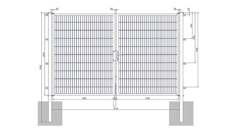 planeo Universaltor medium 2-flg. Moosgrün H 2000 x B 3158 mm inkl. Torpfosten